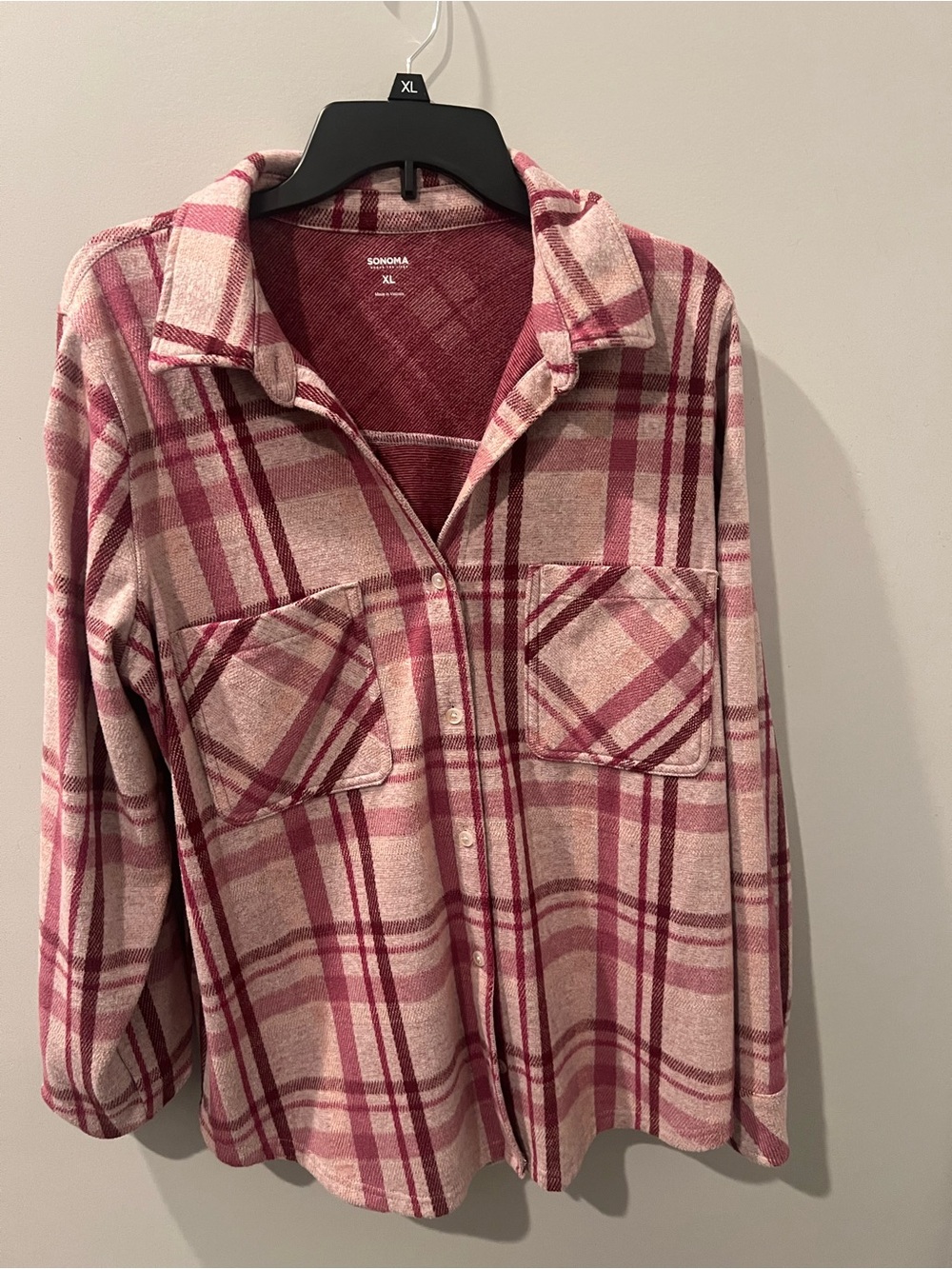 Sonoma Pink Plaid Flannel Button-Up - XL